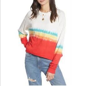 FREE PEOPLE DAYDREAMER Faded Ombre Tie Dye Rainbow Long Sleeve Tshirt